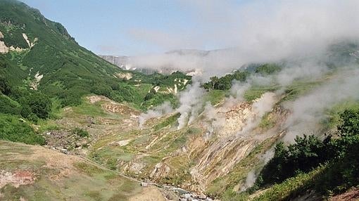 El valle de los géiseres antes del deslizamiento del terreno de 2007.