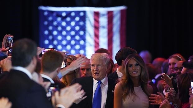 Donald Trump, anoche tras conocer su victoria en Indiana