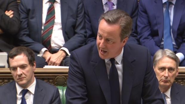 El primer ministro británica, David Cameron, este lunes en el Parlamento ingés