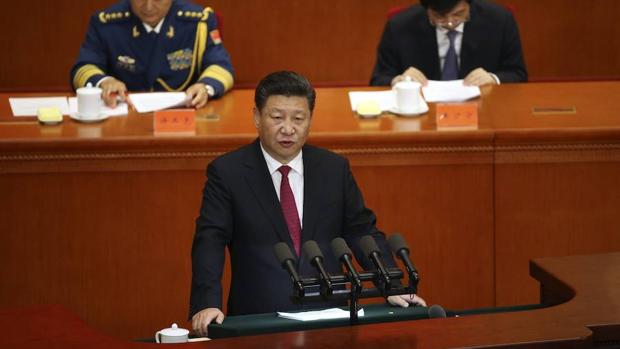El presidente de China Xi Jinping durante su discurso por el 95 aniversario de la fundación del PCCh