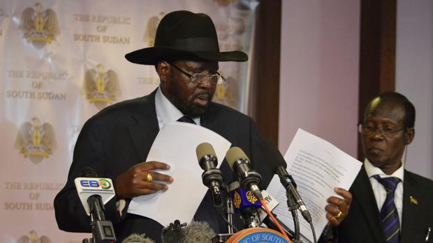 El presidente de Sudán del Sur, Salva Kiir, en una rueda de prensa el pasado 8 de julio tras recrudecerse la violencia en Yuba