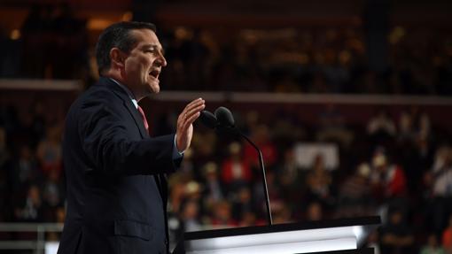 Ted Cruz durante su discurso en el tercer día de la Convención Republicana en Cleveland