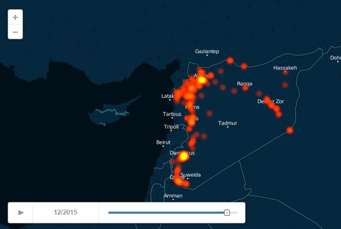 Evolución de los bombardeos sobre hospitales en Siria