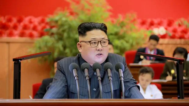 El líder de Corea del Norte, Kim Jong-un, durante un discurso a militantes del partido único norcoreano