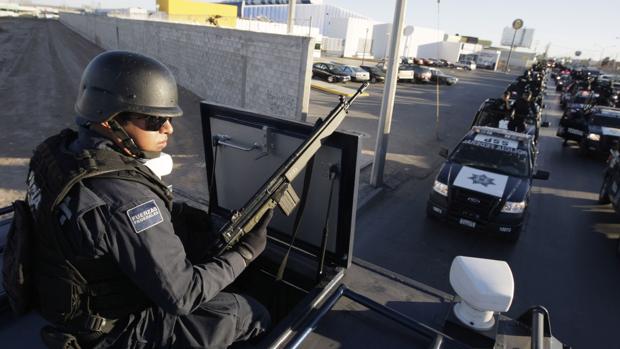 Foto de archivo de la Policiía Federal Mexicana haciendo patrulla en Ciudad Juárez