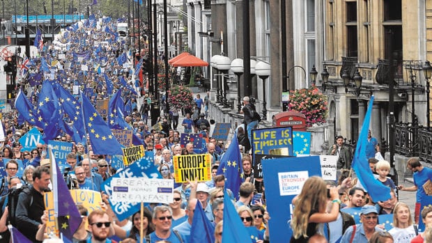 imagen de la manifestación celebrada en Londres contra el Brexit
