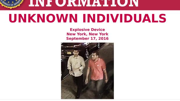 El FBI busca a dos hombres más en su investigación por las bombas de Nueva York