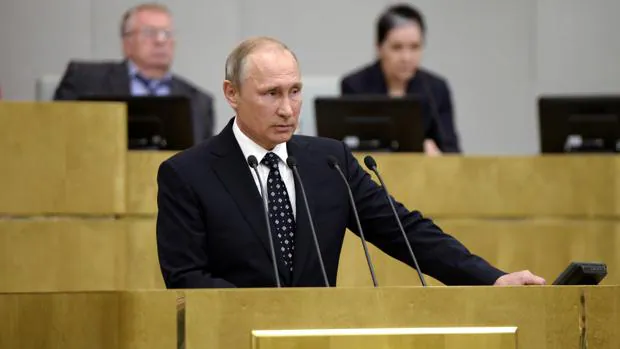 Vladímir Putin, este miércoles, durante un discurso en la apertura del curso de la nueva Duma