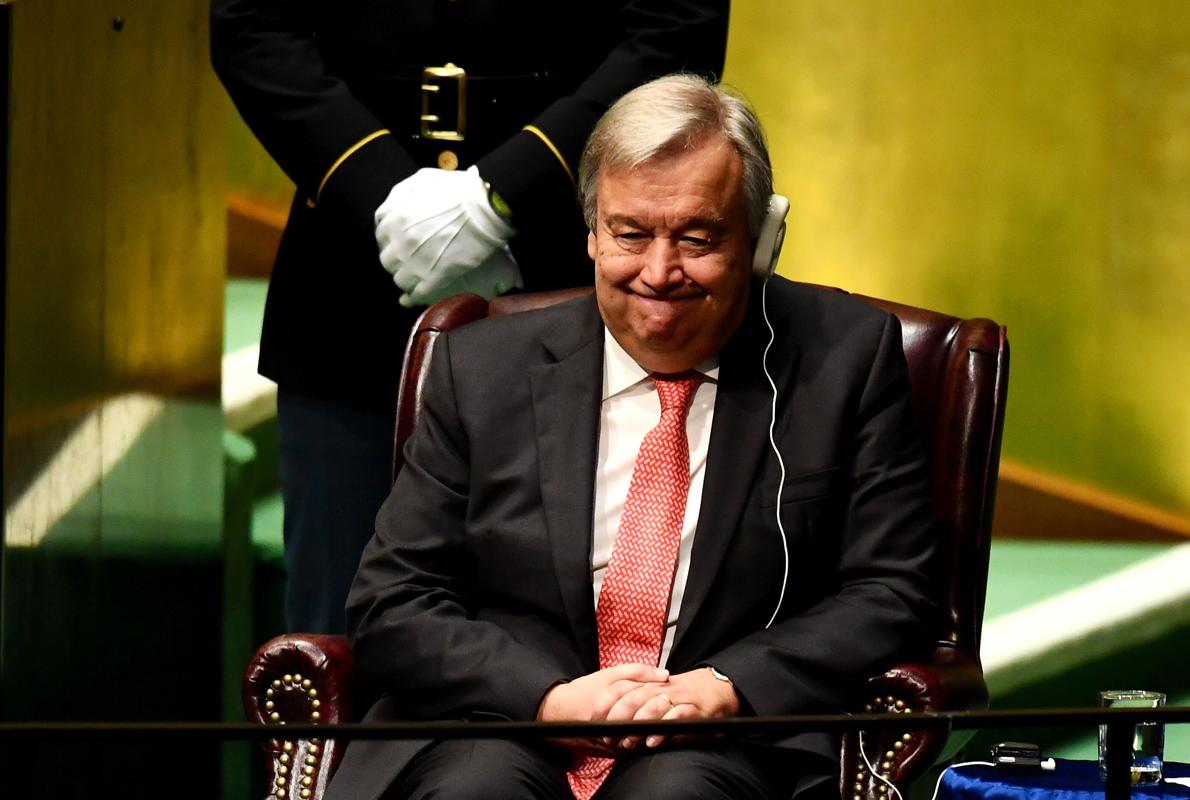 Antonio Guterres, durante la ceremonia de nombramiento como secretario general de la ONU, que ha tenido lugar durante la Asamblea General