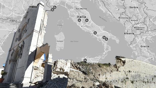 Así es el mapa de las ciudades «fantasma» que los terremotos han dejado en Italia