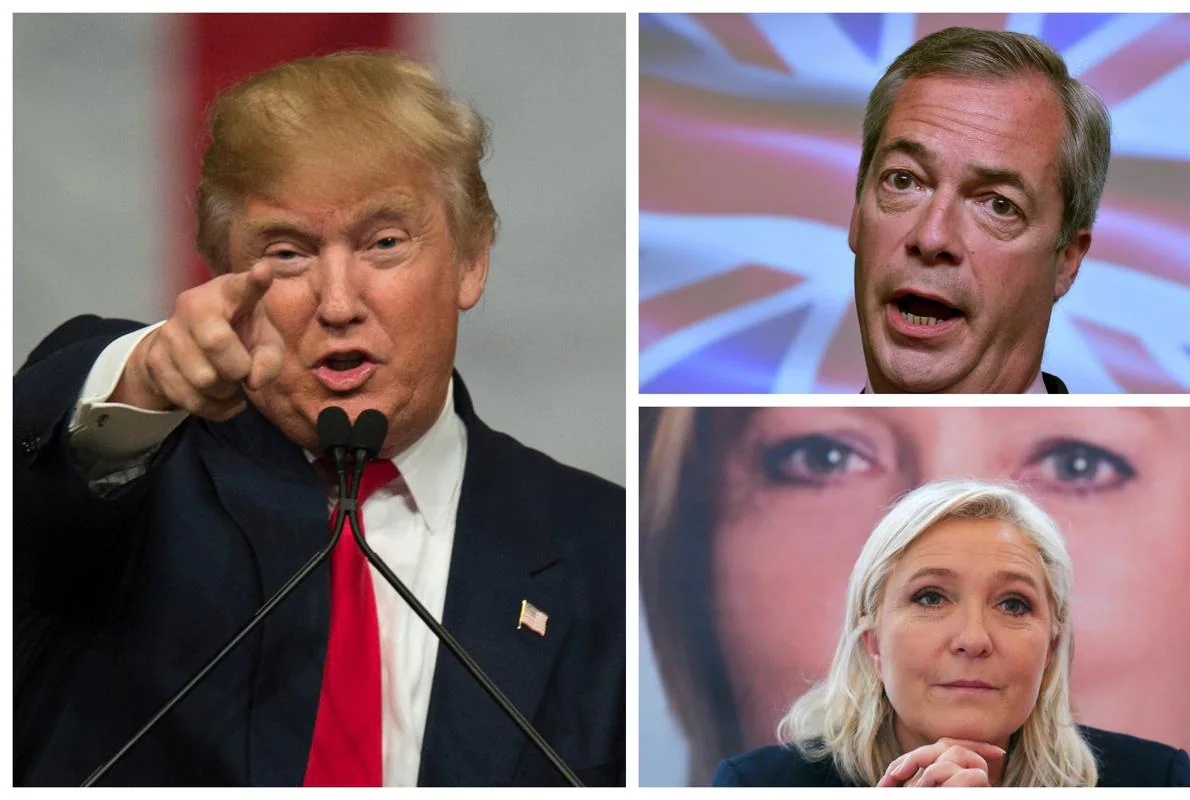 Donald Trump, Nigel Farage y Marine Le Pen