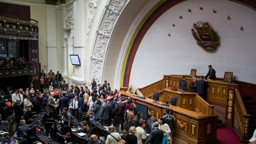 Vista parcial del hemiciclo de la Asamblea Nacional venezolana, donde la oposición tiene la mayoría desde diciembre de 2015