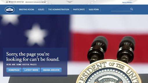 Captura de la nueva apariencia de la web de la Casa Blanca