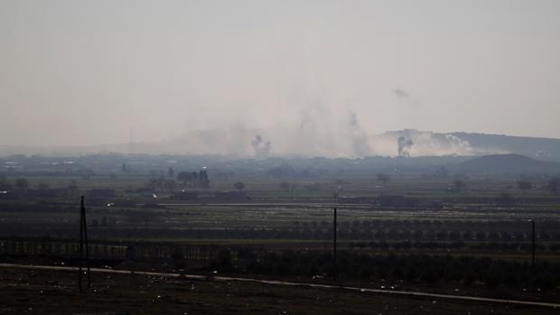 Vista general de los combates en Al Bab, en la provincia de Alepo