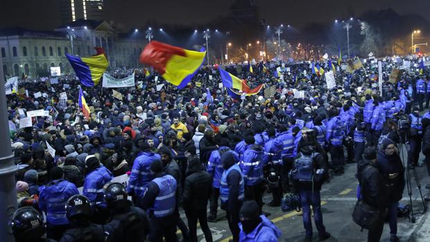 Las protestas en Rumanos en Bucarest de ayer