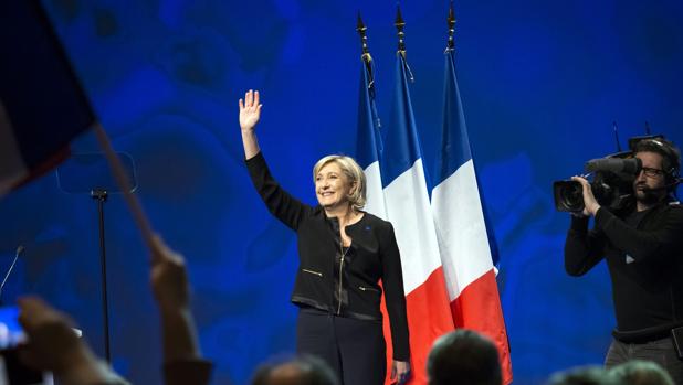 Marine Le Pen en la presentación de su campaña este domingo en Lyon, Francia