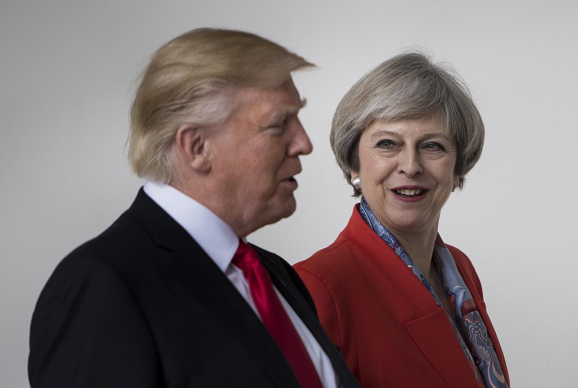 Theresa May con Donald Trump, durante su visita a Washington el pasado mes de enero