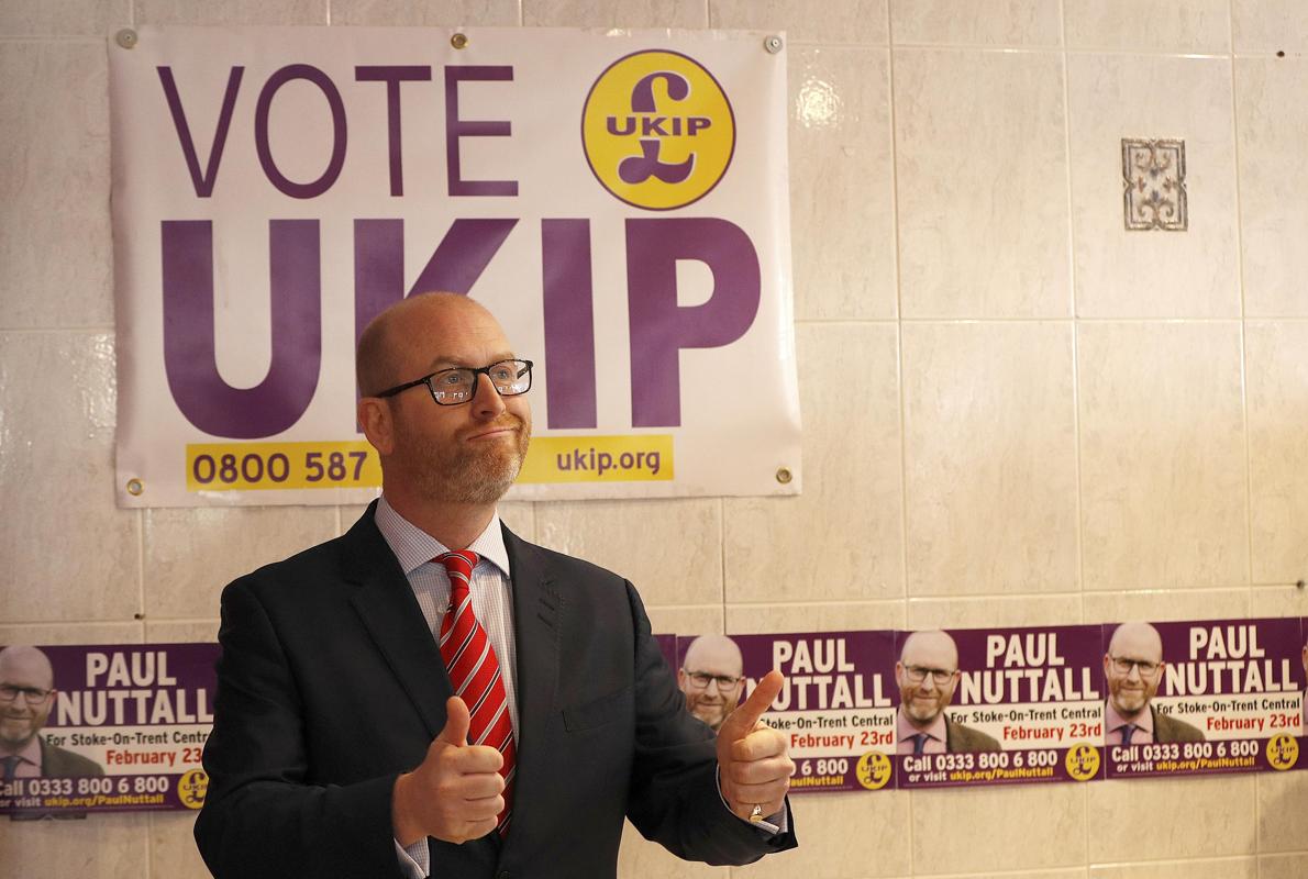 Paul Nuttall, ayer tras una rueda de prensa