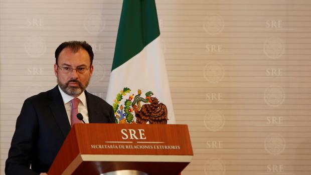 El ministro de Exteriores de México, Luis Videgaray, durante su comparecencia