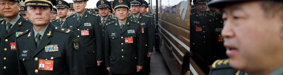 Militares en la plaza de Tiananmen