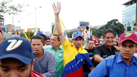 Henrique Capriles, durante una protesta contra el Gobierno chavista, el pasado octubre en Caracas