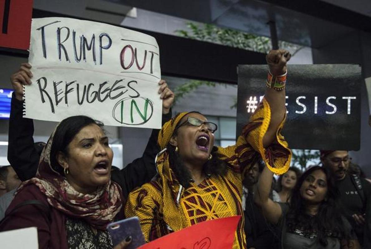 Protestas en el aeropuerto de San Francisco contra el veto de Trump