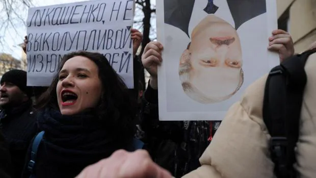 Protesta en Minsk contra Lukashenko el pasado 15 de marzo