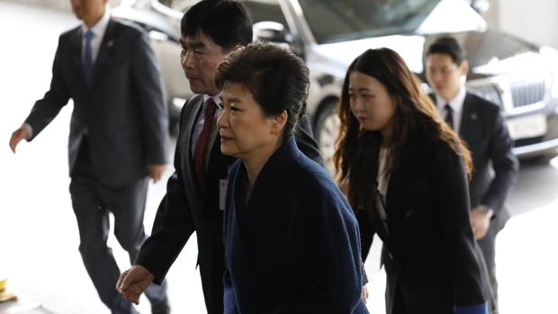 La expresidenta Park, a su llegada a los juzgados en Seúl