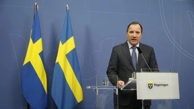 Stefan Löfven, primer ministro de Suecia durante la rueda de prensa de esta noche