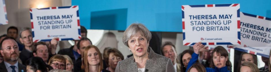 Theresa May, en un acto electoral ayer en Banchory, al noreste de Escocia