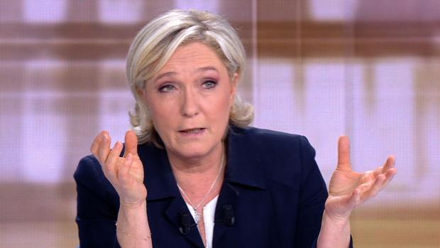 Marine Le Pen, este miércoles, durante el debate