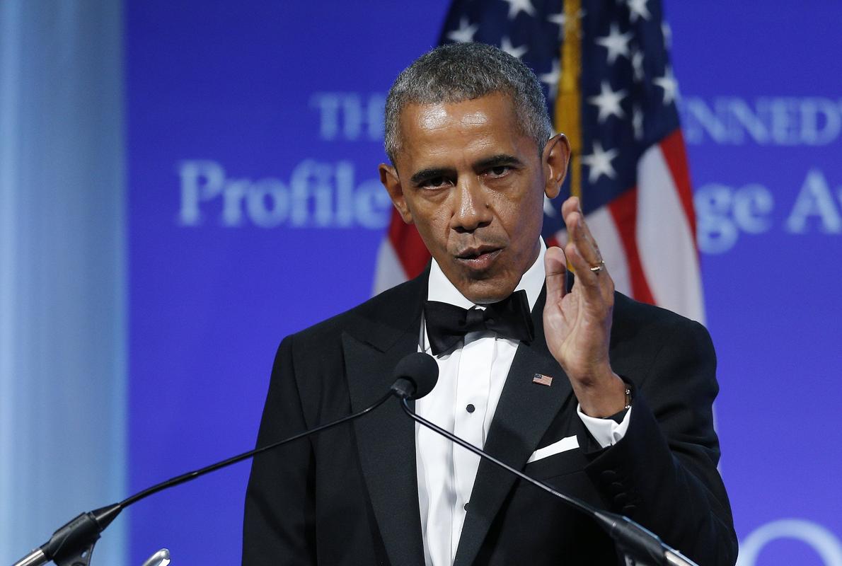 Barack Obama durante su discurso en la ceremonia de entrega del premio Perfiles de Coraje