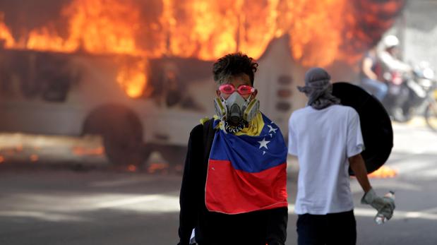 Manifestantes durante las protestas contra el presidente de Venezuela, Nicolás Maduro