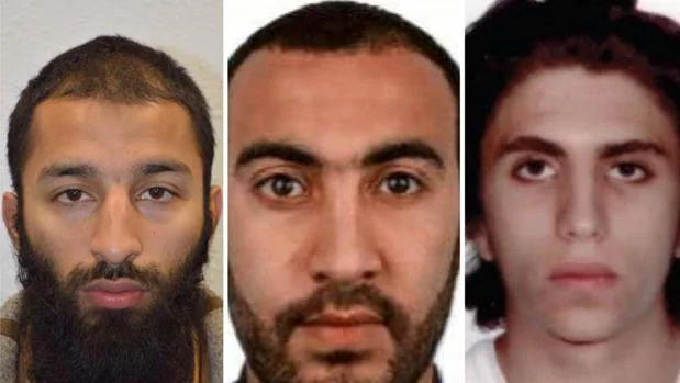 Rostros de los tres autores del atentado de Londres