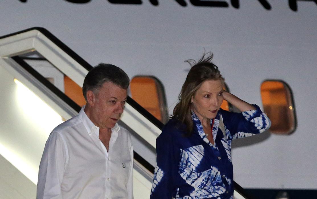 El presidente de Colombia, Juan Manuel Santos, a su llegada al aeropuerto de La Habana