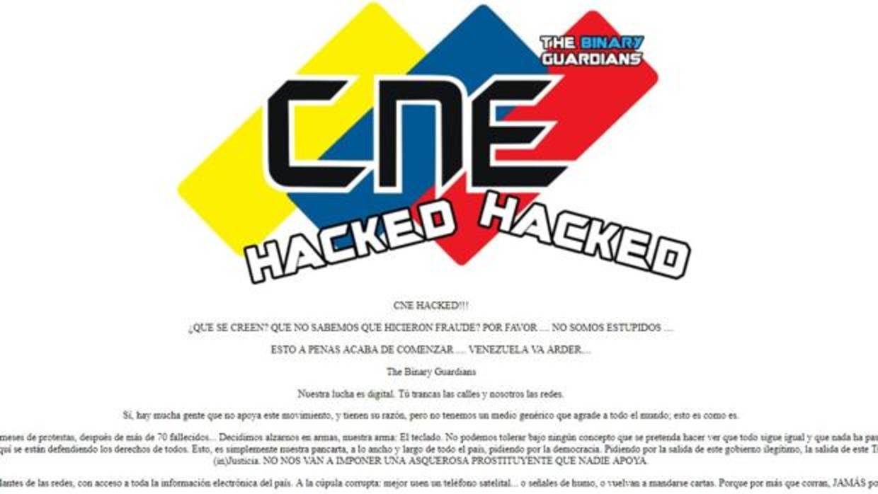 Así se mostraba la web del CNE anoche