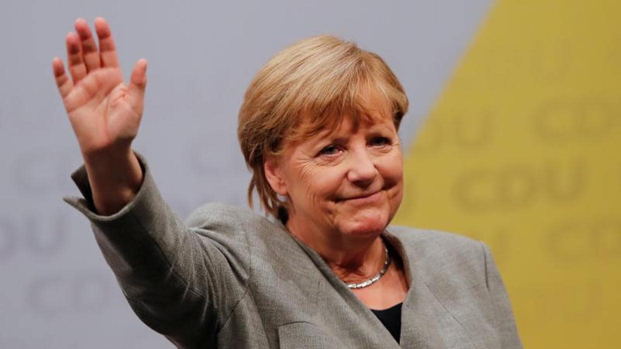 Angela Merkel, durante un mitin electoral, este sábado en Dortmund