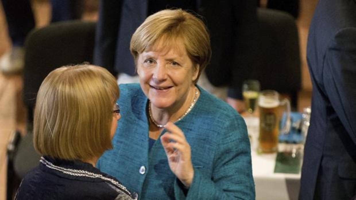 La canciller Angela Merkel, en un acto de campaña en Thünengut Tellow