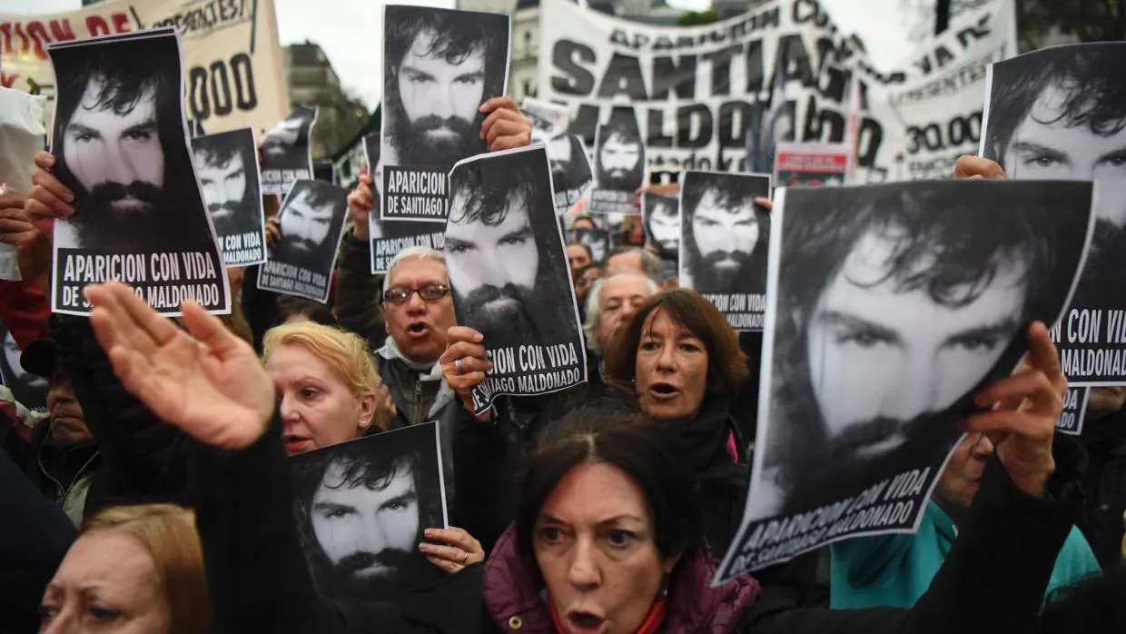 Manifestación en Buenos Aires reclamando la aparición de Santiago Maldonado