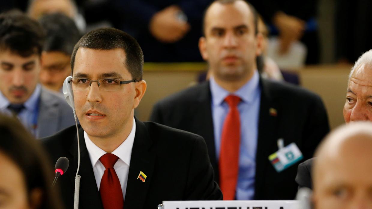 El ministro de Asuntos Exteriores de venezuela, Jorge Arreaza, en el Consejo de Derechos Humanos, en Ginebra