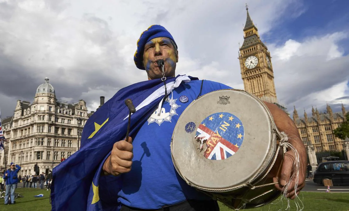 Un manifestante en un acto reciente a favor de la permanencia del Reino Unido en la UE
