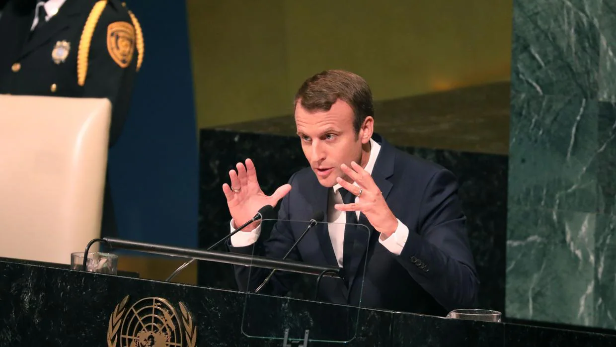 El Presidente francés Enmanuel Macron, en la Asamblea General de la ONU