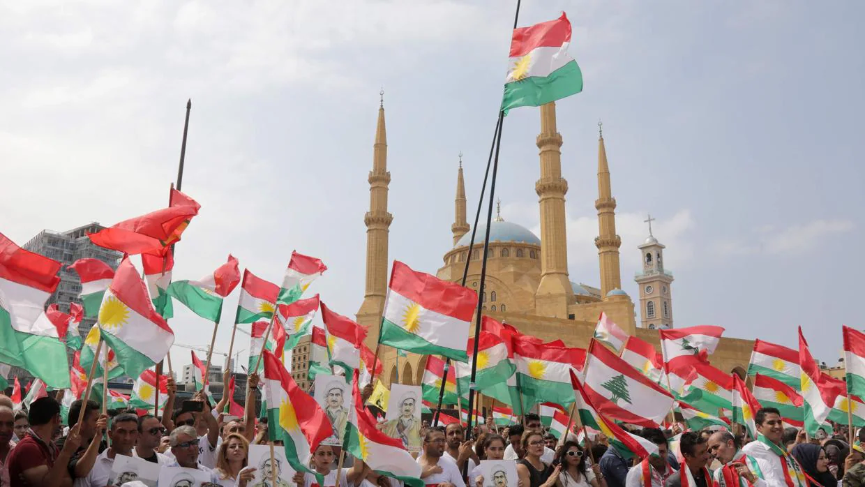 Manifestantes kurdos a favor del referendum del próximo 25 de septiembre
