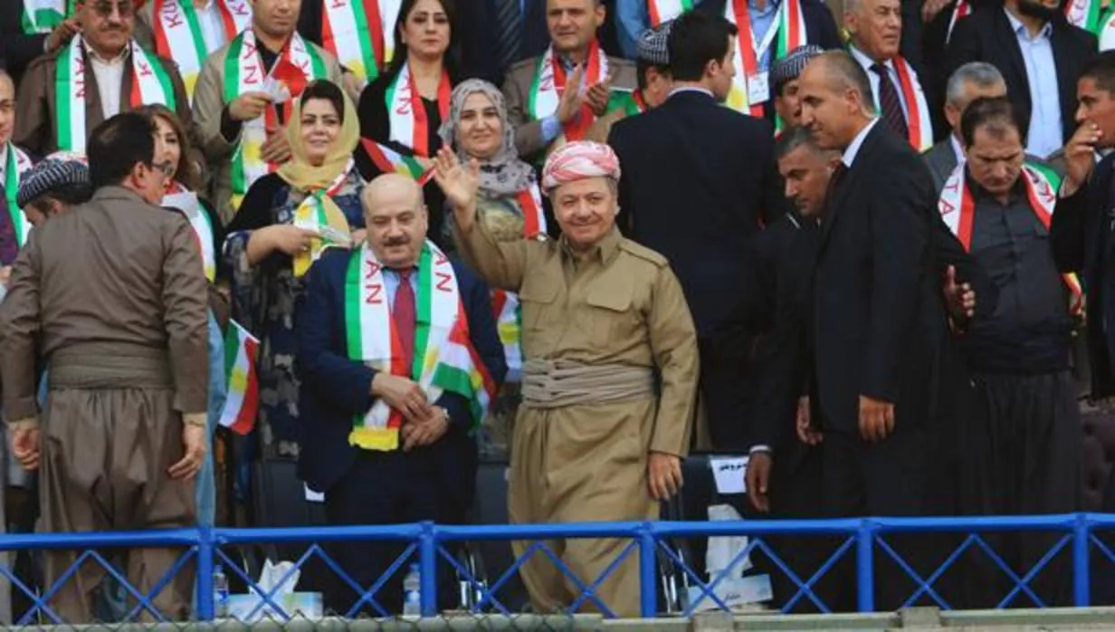 El presidente de la entidad kurdo-iraquí, Barzani, en un mitin en favor del referéndum secesionista