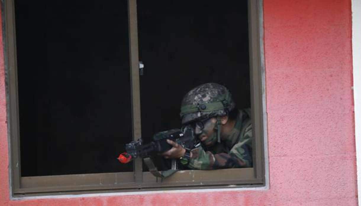 Un soldado surcoreano durante unas maniobras conjuntas con el ejército estadounidense