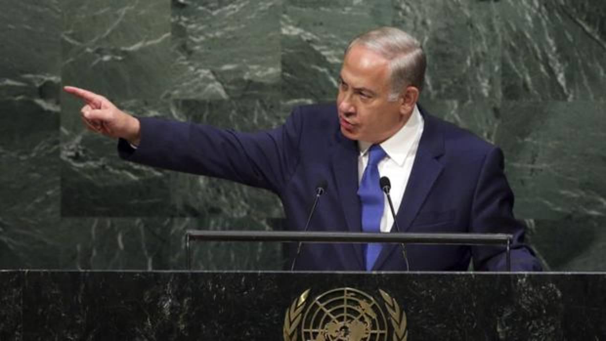 El primer ministro israelí, Benjamin Netanyahu, durante una intervención en la Asamblea de la ONU