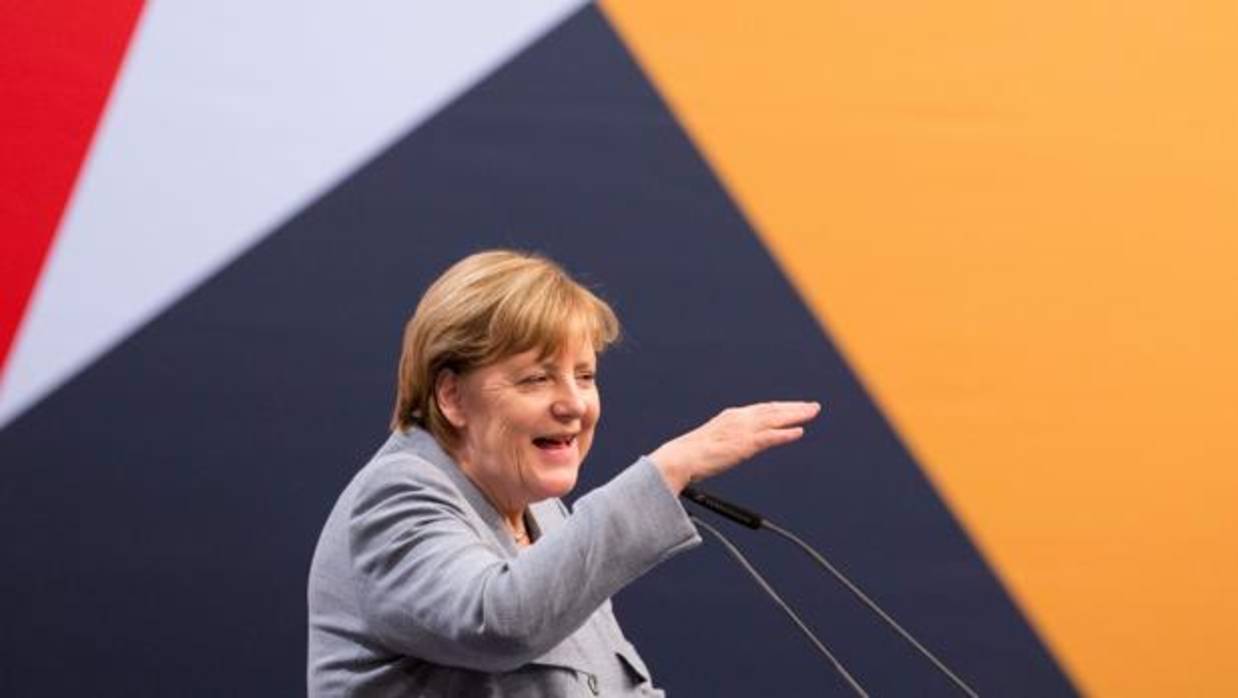 Merkel, esta semana semana durante un acto de campaña de su partido