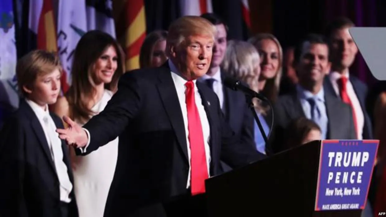 Trump proclama su victoria en la noche del 8 de noviembre de 2016
