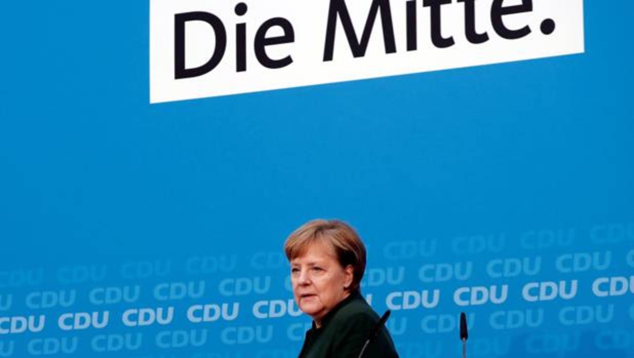 Angela Merkel, durante una reunión con su partido esta semana