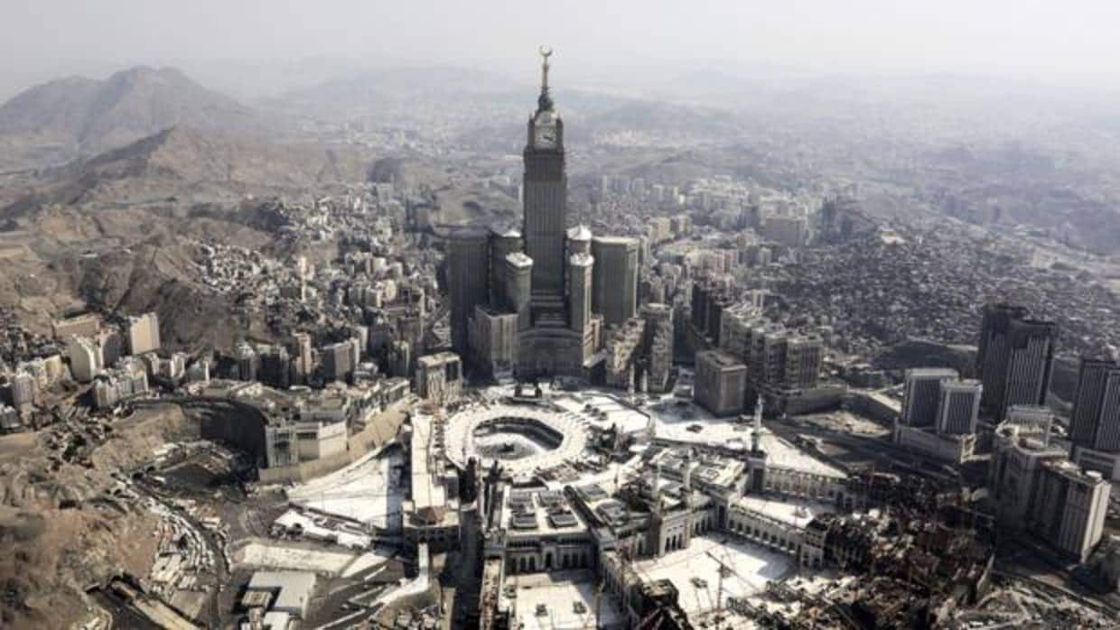 Vista aérea de la Gran Mezquita de La Meca y la Kaaba